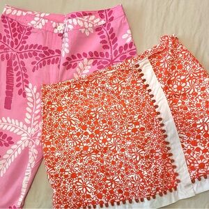 Lilly Pulitzer Set Pink Floral Capris And Orange Floral Skort Size 10